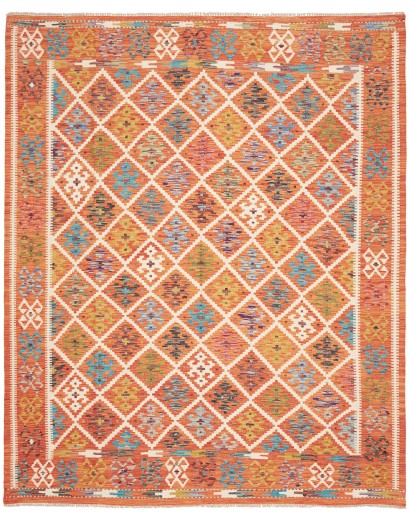 Tappeto Kilim Afghanistan arancione bianco 201x242