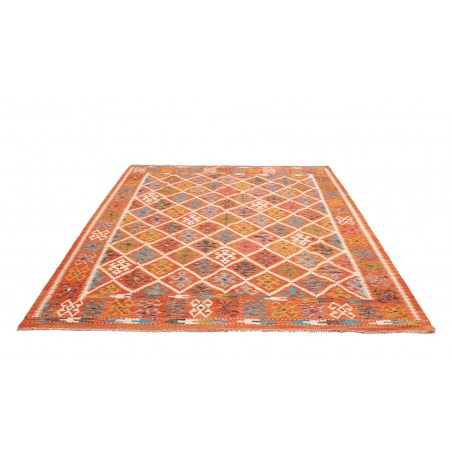 Tappeto Kilim Afghanistan arancione bianco 201x242
