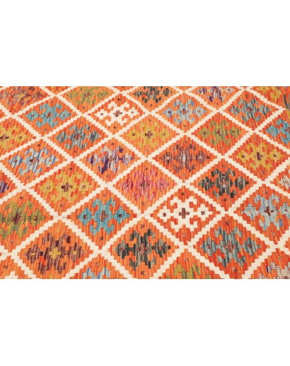 Tappeto Kilim Afghanistan arancione bianco 201x242