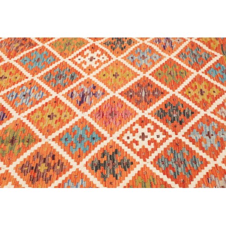 Tappeto Kilim Afghanistan arancione bianco 201x242