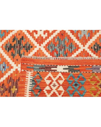 Tappeto Kilim Afghanistan arancione bianco 201x242