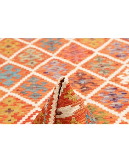 Tappeto Kilim Afghanistan arancione bianco 201x242
