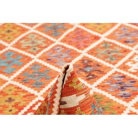 Tappeto Kilim Afghanistan arancione bianco 201x242