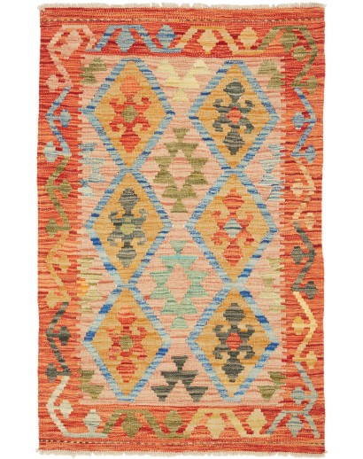 Tappeto Kilim Afghanistan arancione marrone 80x123