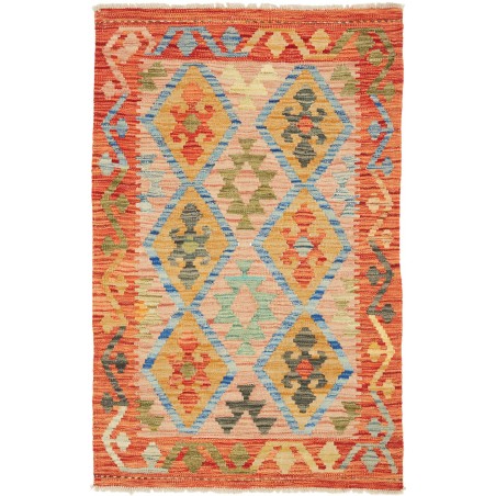 Tappeto Kilim Afghanistan arancione marrone 80x123