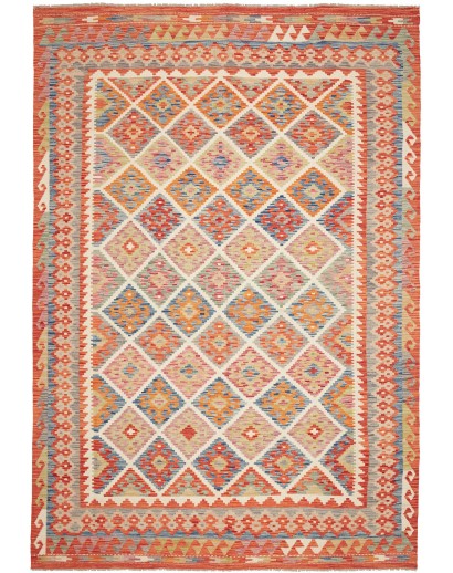 Tappeto Kilim Afghanistan marrone bianco 205x294