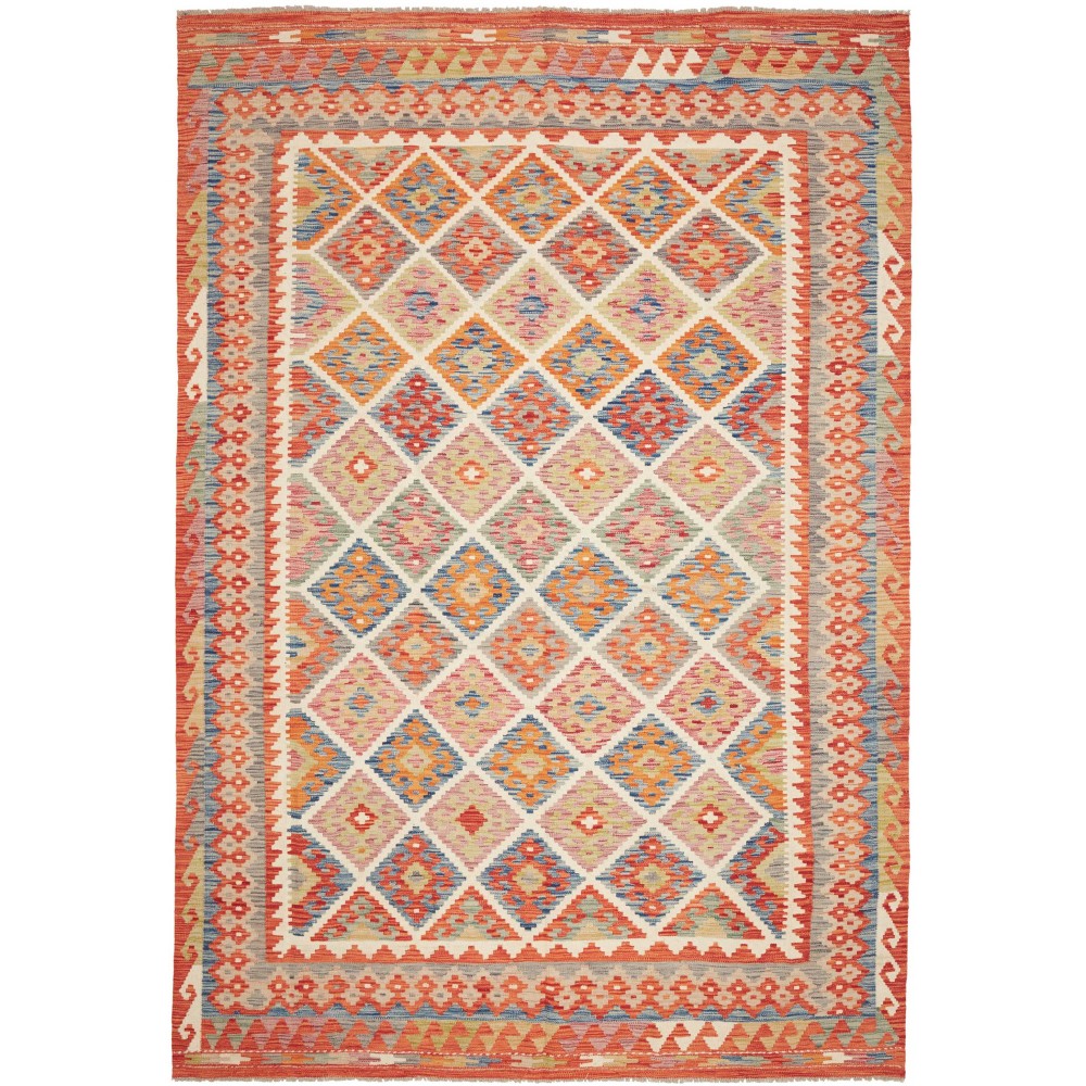 Tappeto Kilim Afghanistan marrone bianco 205x294
