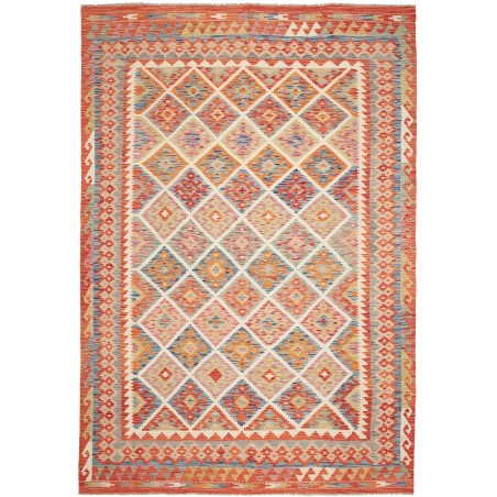 Tappeto Kilim Afghanistan marrone bianco 205x294