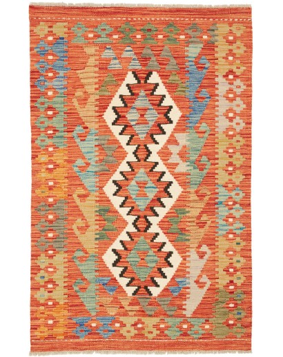 Tappeto Kilim Afghanistan arancione bianco 81x126