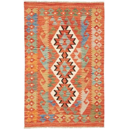 Tappeto Kilim Afghanistan arancione bianco 81x126