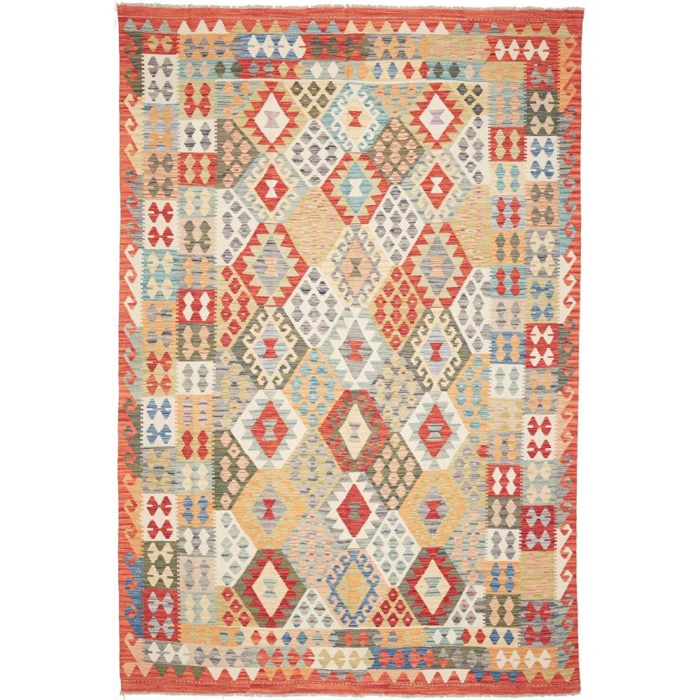 Tappeto Kilim Afghanistan marrone giallo 211x313