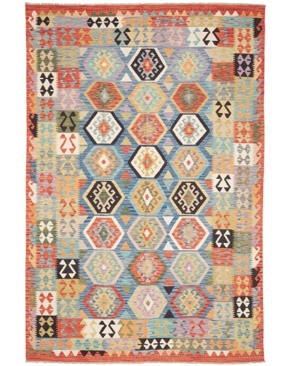 Tappeto Kilim Afghanistan marrone rosso 201x305