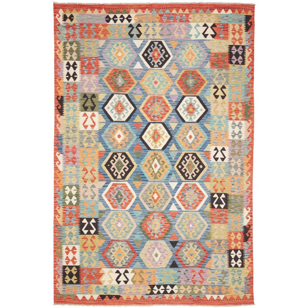 Tappeto Kilim Afghanistan marrone rosso 201x305