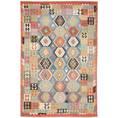 Tappeto Kilim Afghanistan marrone rosso 201x305