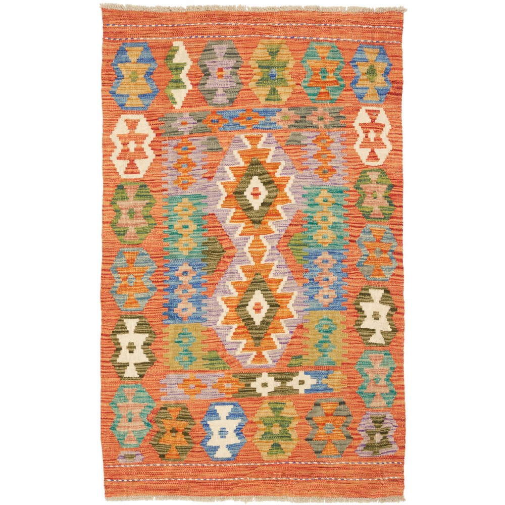 Tappeto Kilim Afghanistan arancione bianco 82x126