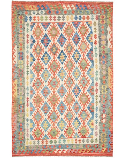 Tappeto Kilim Afghanistan marrone azzurro 195x299