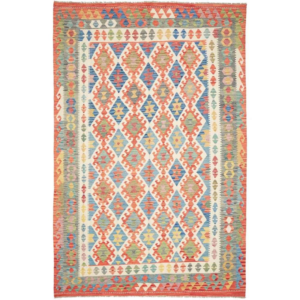 Tappeto Kilim Afghanistan marrone azzurro 195x299