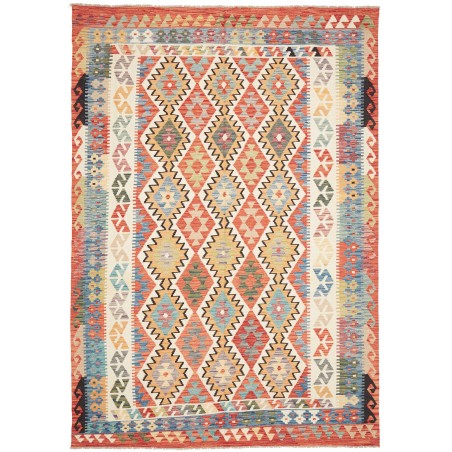 Tappeto Kilim Afghanistan marrone verde 205x294