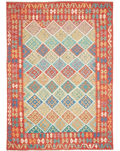 Tappeto Kilim Afghanistan marrone blu 205x289