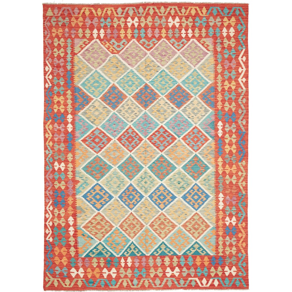 Tappeto Kilim Afghanistan marrone blu 205x289