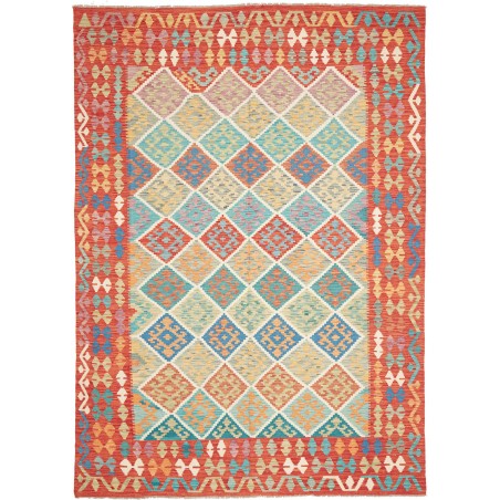 Tappeto Kilim Afghanistan marrone blu 205x289