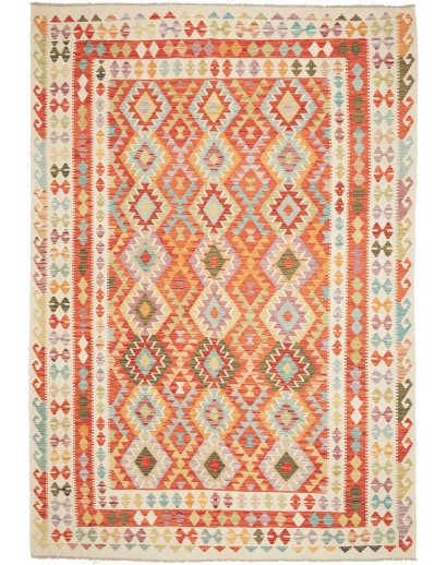 Tappeto Kilim Afghanistan marrone rosso 208x295