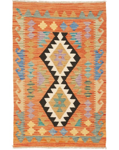 Tappeto Kilim Afghanistan arancione marrone 76x120