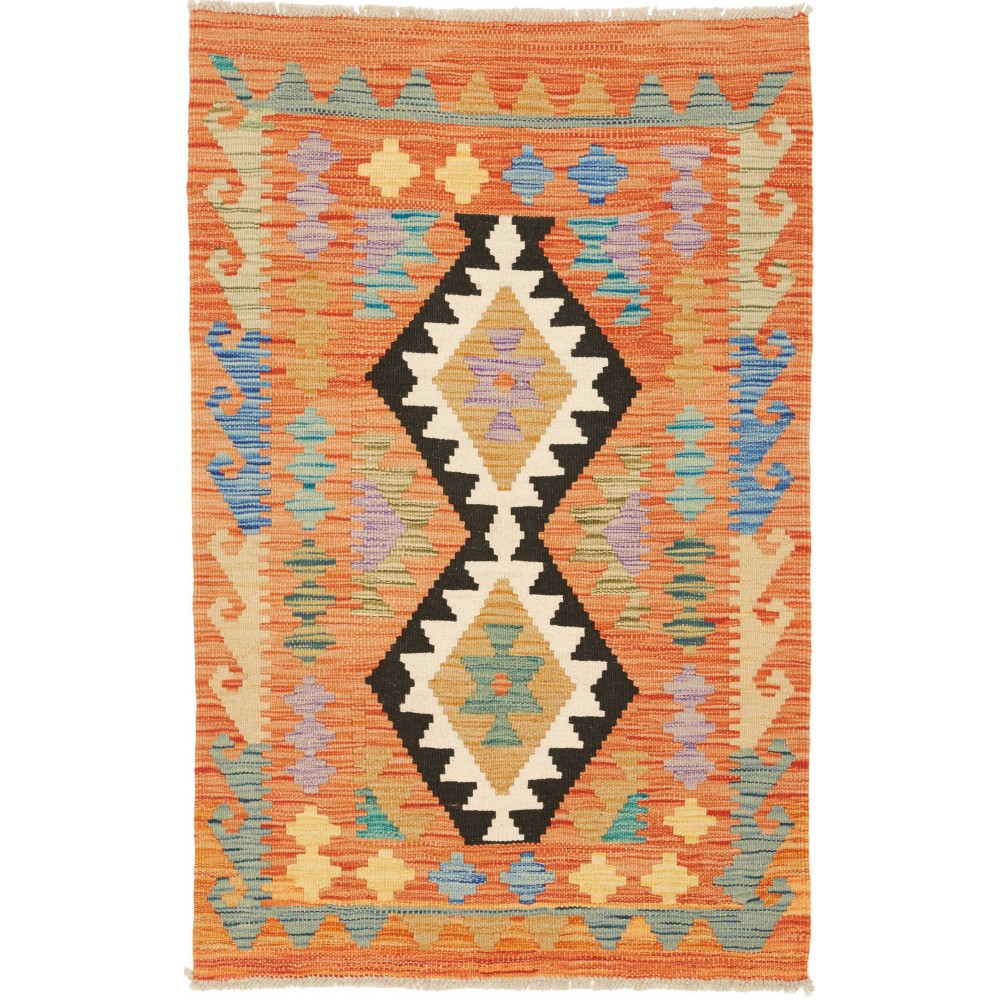 Tappeto Kilim Afghanistan arancione marrone 76x120