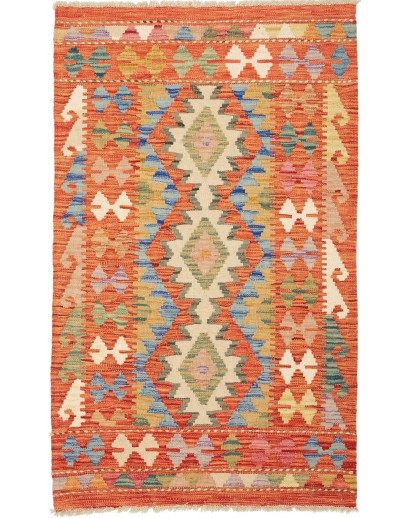 Tappeto Kilim Afghanistan arancione marrone 79x129