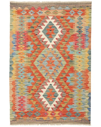 Tappeto Kilim Afghanistan marrone bianco 84x127