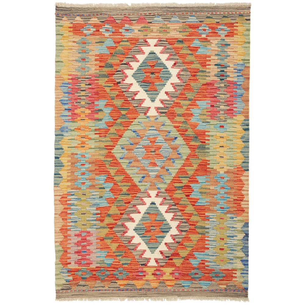 Tappeto Kilim Afghanistan marrone bianco 84x127