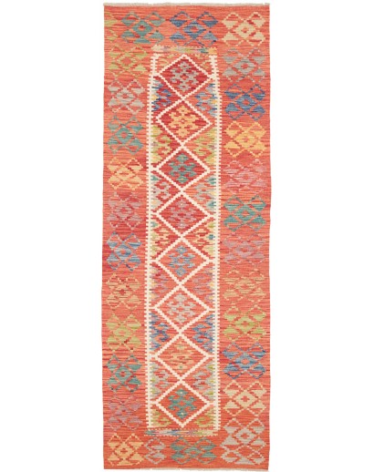 Tappeto Kilim Afghanistan arancione azzurro 85x250