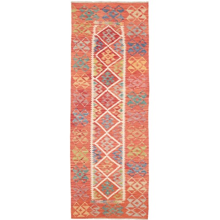 Tappeto Kilim Afghanistan arancione azzurro 85x250