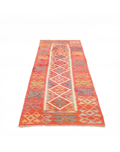 Tappeto Kilim Afghanistan arancione azzurro 85x250