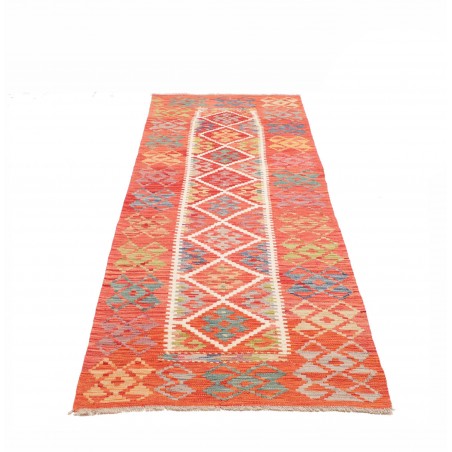 Tappeto Kilim Afghanistan arancione azzurro 85x250