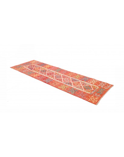 Tappeto Kilim Afghanistan arancione azzurro 85x250