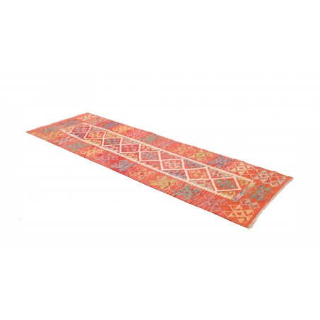 Tappeto Kilim Afghanistan arancione azzurro 85x250