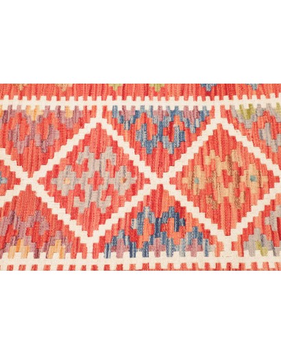 Tappeto Kilim Afghanistan arancione azzurro 85x250