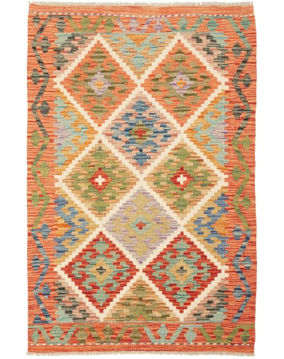 Tappeto Kilim Afghanistan arancione beige 79x130