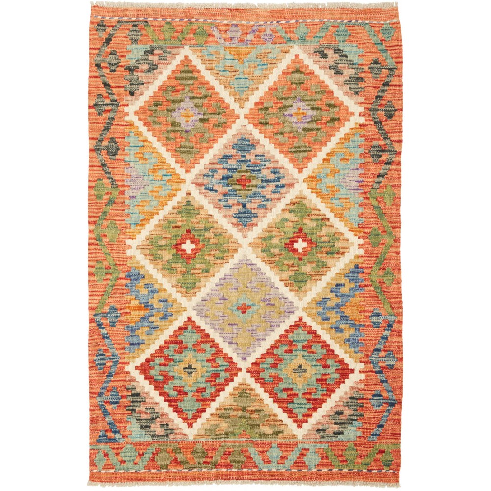 Tappeto Kilim Afghanistan arancione beige 79x130