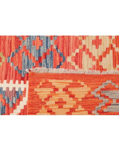 Tappeto Kilim Afghanistan arancione azzurro 85x250