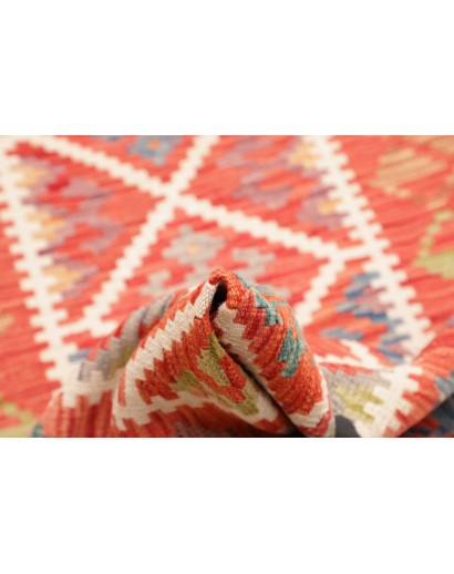 Tappeto Kilim Afghanistan arancione azzurro 85x250