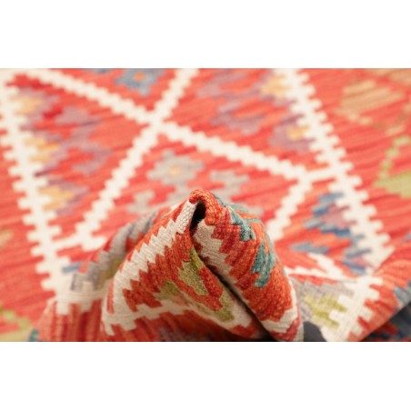 Tappeto Kilim Afghanistan arancione azzurro 85x250