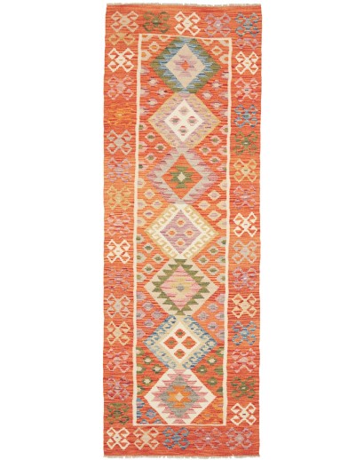 Tappeto Kilim Afghanistan arancione giallo 81x246