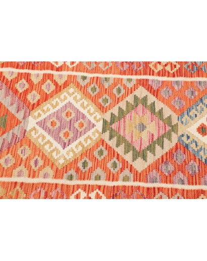 Tappeto Kilim Afghanistan arancione giallo 81x246