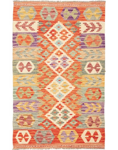 Tappeto Kilim Afghanistan marrone rosso 82x130