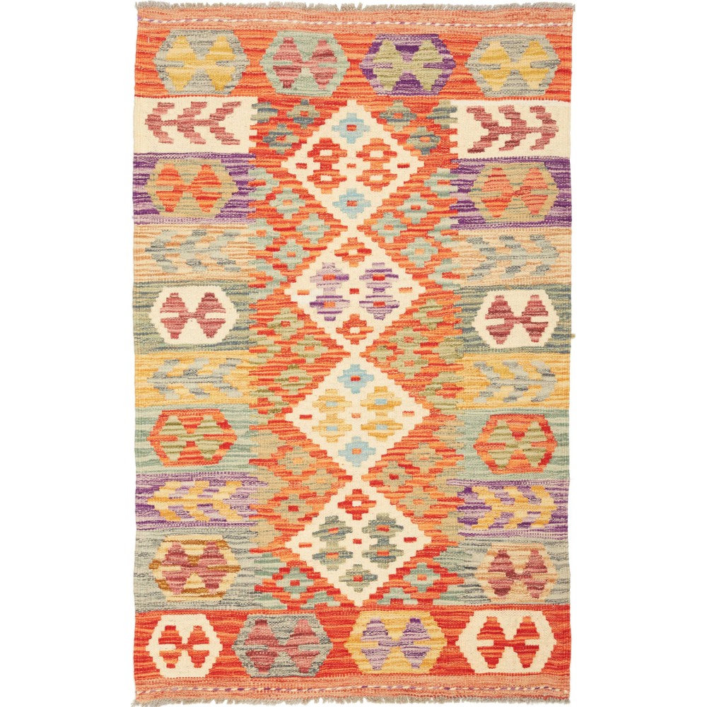Tappeto Kilim Afghanistan marrone rosso 82x130