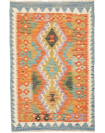 Tappeto Kilim Afghanistan marrone azzurro 81x122