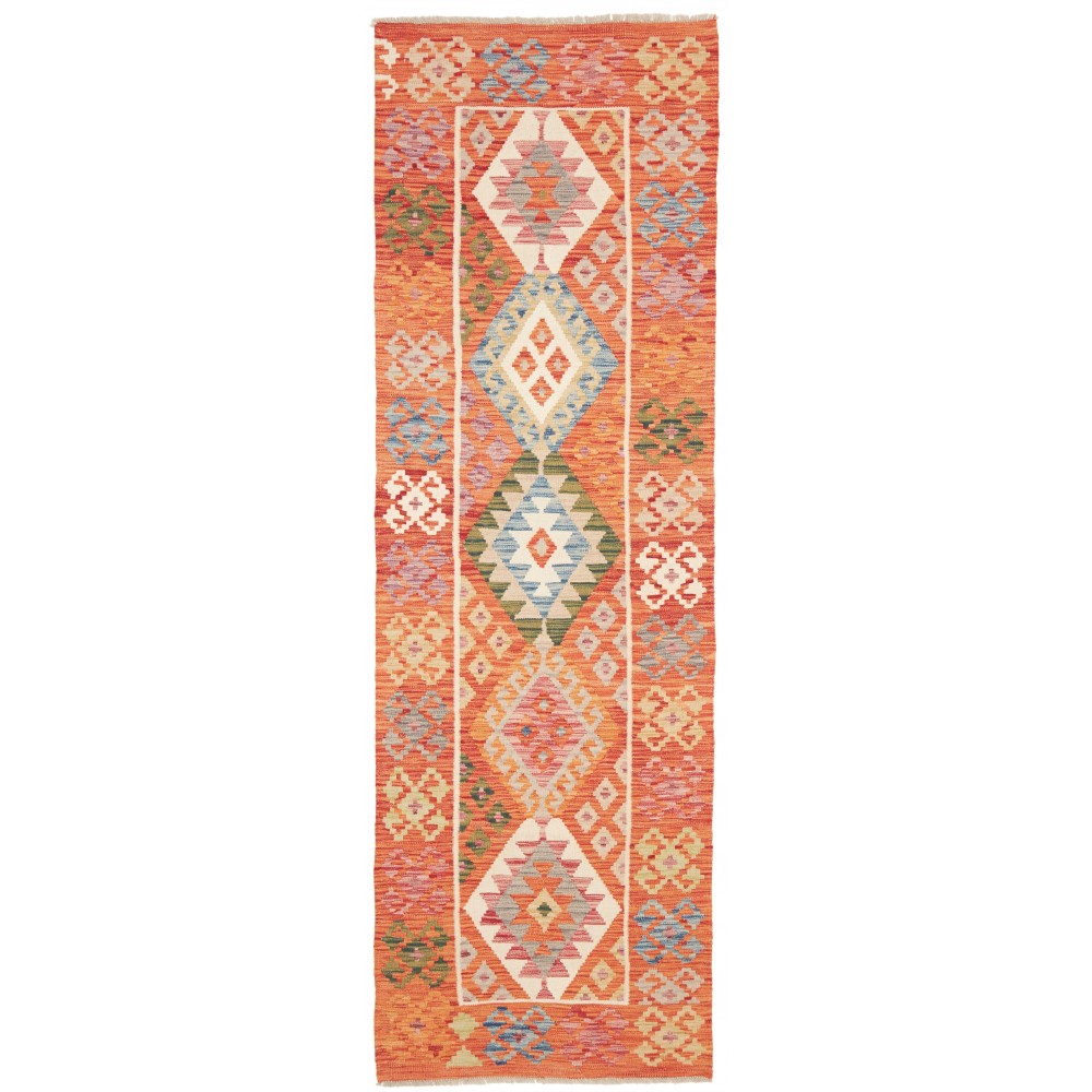 Tappeto Kilim Afghanistan arancione marrone 78x248