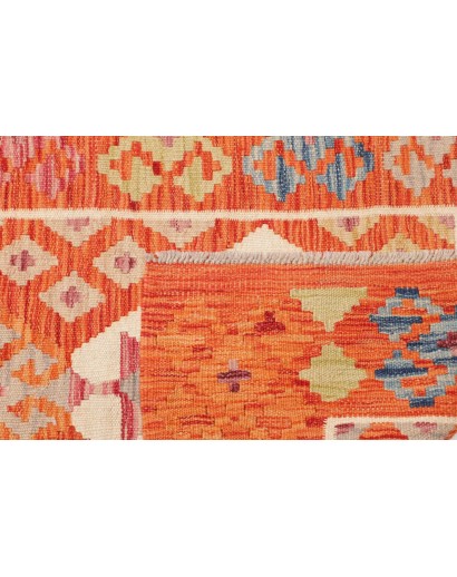 Tappeto Kilim Afghanistan arancione marrone 78x248